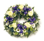 purple and white wreath