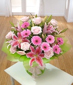 Lavish Lily, Rose & Gerbera Handtied